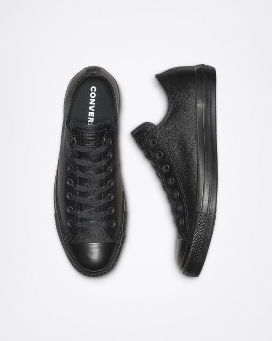 Women's Converse Chuck Taylor All Star Leather Low Top Shoes Black | AU 0CE19D